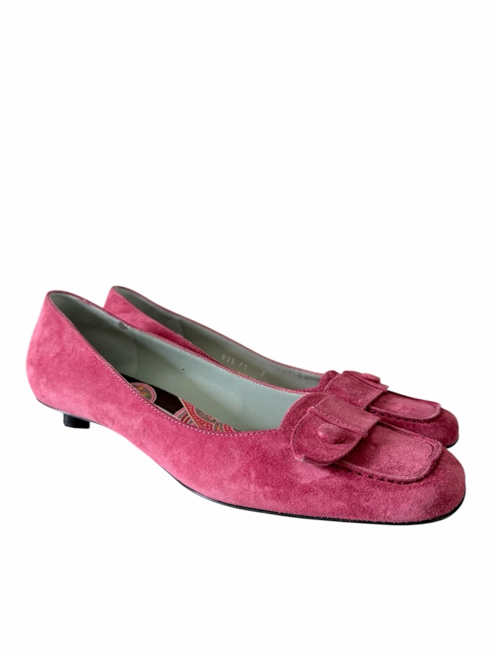 Sigerson Morrison Pink Suede Button-Strap Loafer Flats Size 7
